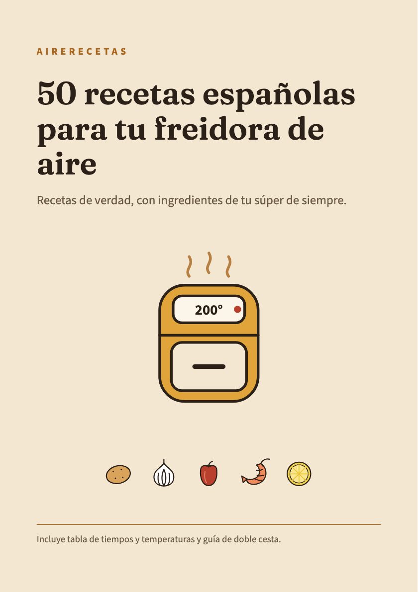 Portada del recetario Airerecetas: 50 recetas españolas para tu freidora de aire